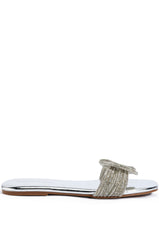AZALEA WANG ALTHEA EMBELLISHED FLAT IN SILVER