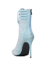 AZALEA WANG FIREFLAME EMBELLISHED BOOTIE IN DENIM