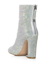 AZALEA WANG HONEY BUNCH SILVER EMBELLISHED BOOTIE