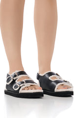 AZALEA WANG HOXTON FUZZY SANDAL IN BLACK