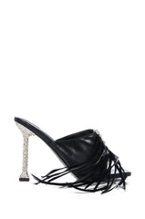 AZALEA WANG JOPLIN BLACK EMBELLISHED HEEL SANDAL