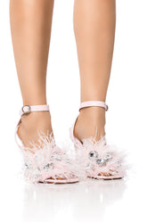 AZALEA WANG PAVO FEATHER EMBELLISHED SANDAL IN PINK