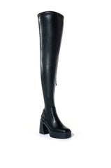 AZALEA WANG ADRIANNE STRETCHY CHUNKY BOOT IN BLACK