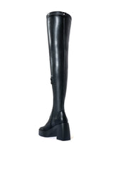 AZALEA WANG ADRIANNE STRETCHY CHUNKY BOOT IN BLACK
