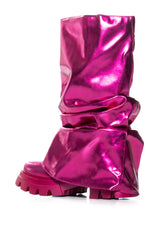 AZALEA WANG MATE METALLIC MID CALF BOOT IN FUCHSIA