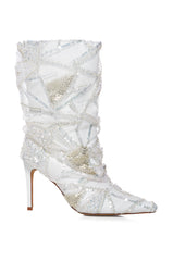 AZALEA WANG NEW MUSE WHITE SEQUIN EMBELLISHED BOOTIE