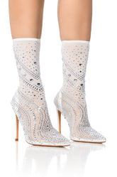 AZALEA WANG OPRY EMBELLISHED BOOTIE IN WHITE