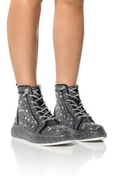 AZALEA WANG OTIS EMBELLISHED HIGH TOP IN BLACK