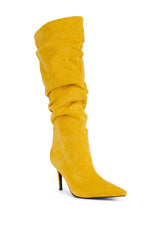AZALEA WANG PAVETTA YELLOW FAUX SUEDE SLOUCH BOOT
