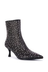 AZALEA WANG RIDLEY BLACK EMBELLISHED BOOTIE