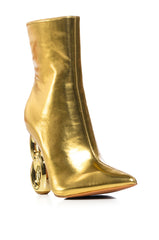 AZALEA WANG RIMINI GOLD CHAIN HEEL BOOTIE