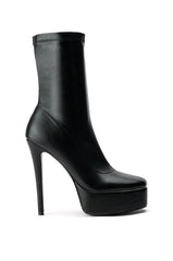 AZALEA WANG CECILIA STILETTO BOOTIE IN BLACK STRETCH