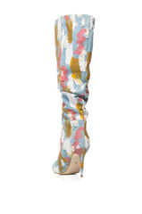 AZALEA WANG ROSEBAY MULTI PAINT STROKE DENIM BOOTIE