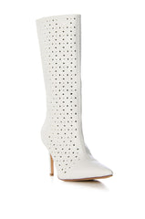 AZALEA WANG SIDONIA WHITE LASER CUT BOOTIE