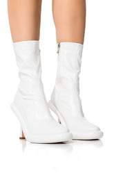 AZALEA WANG TARROW STILETTO PU BOOTIE IN WHITE