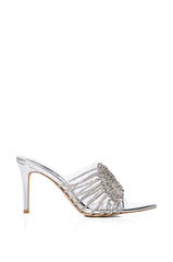 AZALEA WANG VERITY SILVER SPARKLE SANDAL