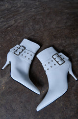 AZALEA WANG WHAT A FEELING BUCKLE BOOTIE IN WHITE