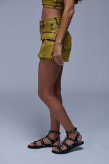 BABY GIRL ANTHEM CARGO POCKET DENIM SHORT IN YELLOW