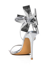 BEAU SILVER BOW STILETTO SANDAL