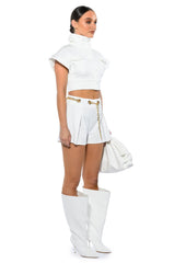 BETTER DAYS FLOUNCE SHORT WITH CHAIN BELT