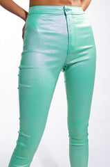 BORN TO SHINE METALLIC SKINNY PANTS
