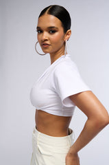 CALICO EMBELLISHED SURPLICE CROPPED T SHIRT