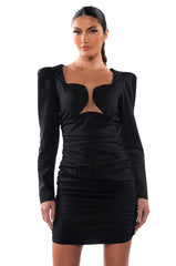 JULITA RUCHED PUFF SLEEVE MINI DRESS