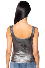 CLEO BUCKLE DETAIL METALLIC COATED TANK