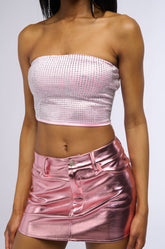 DECISION MAKER RHINESTONE TUBE TOP IN PINK