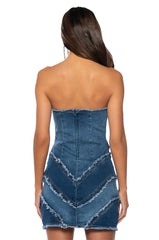 DENIM DIVA COLOR BLOCKED MINI DRESS
