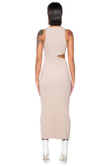 EFFORTLESS WIN SIDE CUTOUT MIDI DRESS
