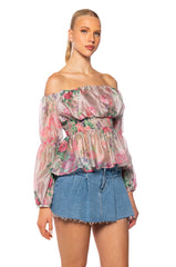 ESME OFF THE SHOULDER PRINTED BLOUSE