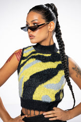 FEELING DANGEROUS SLEEVELESS CROPPED MOCK NECK SWEATER