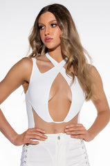 ALAIA MESH INSERT HALTER BODYSUIT