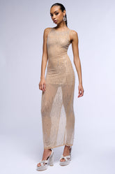 GLITZ AND GLAM RHINESTONE MESH MAXI DRESS