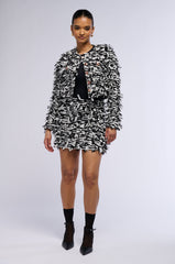 HERE WITH ME MINI SKIRT IN BLACK AND WHITE