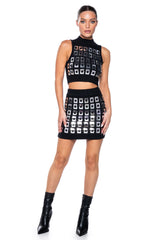 I AM HER EMBELLISHED KNIT MINI SKIRT