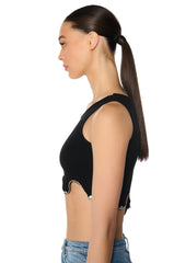 THE MEDUSA CROP RHINESTONE DETAIL TANK