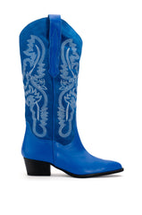 IGGY METALLIC WESTERN STYLE BELOW THE KNEE BOOT IN BLUE