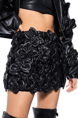 IN BLOOM FAUX LEATHER MINI SKIRT