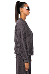 DISTRESSED OVERSIZE SWEATSHIRT