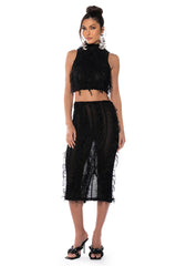 ITS A WRAP MACRAME MESH SLEEVELESS MOCK NECK TOP