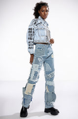 LEON PATCHWORK HIGH RISE JEANS