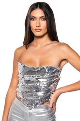 LIFE IS A STAGE SEQUIN CORSET TOP