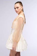 LIGHTWEIGHT MESH CROP BLAZER IN BEIGE