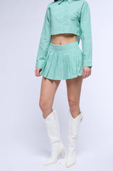 LILY POPLIN PLEATED MINI SKIRT