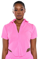 LUCY SHORT SLEEVE BUTTON DOWN IN PINK