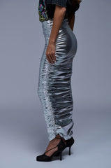 LUNA RUCHED METALLIC MAXI SKIRT