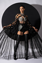 ZELINA FRINGE EMBELLISHED LONG CARDIGAN