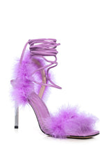 AZALEA WANG AMEILIA FUR STILETTO SANDAL IN PURPLE